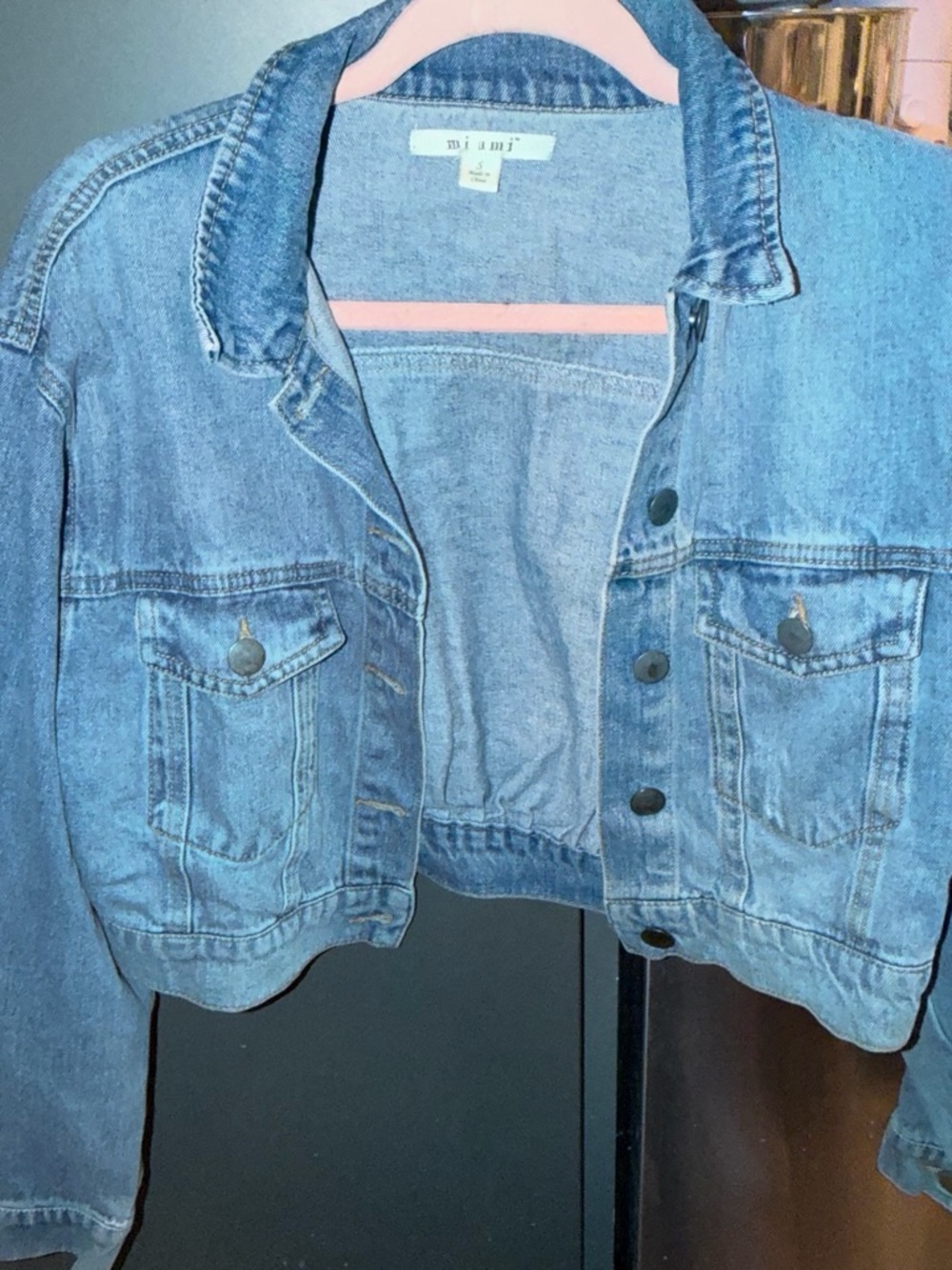 miami Light Blue Cropped Denim Jacket